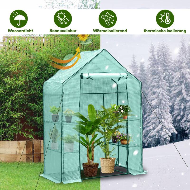Foliengewächshaus Tomatengewächshaus 143x73x195 cm Gewächshaus Treibhaus,Grün Mehrweg