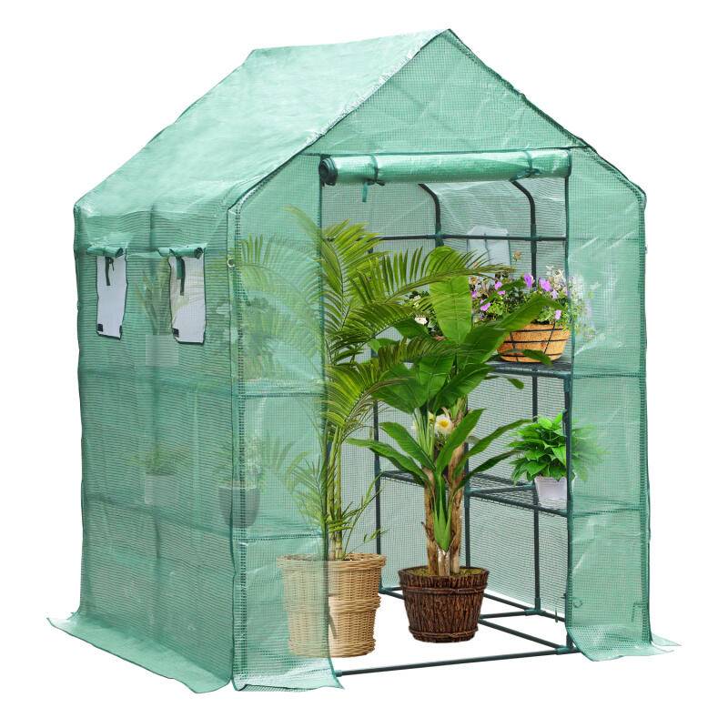 Foliengewächshaus Tomatengewächshaus 143x143x195 cm Gewächshaus Treibhaus,Grün Mehrweg
