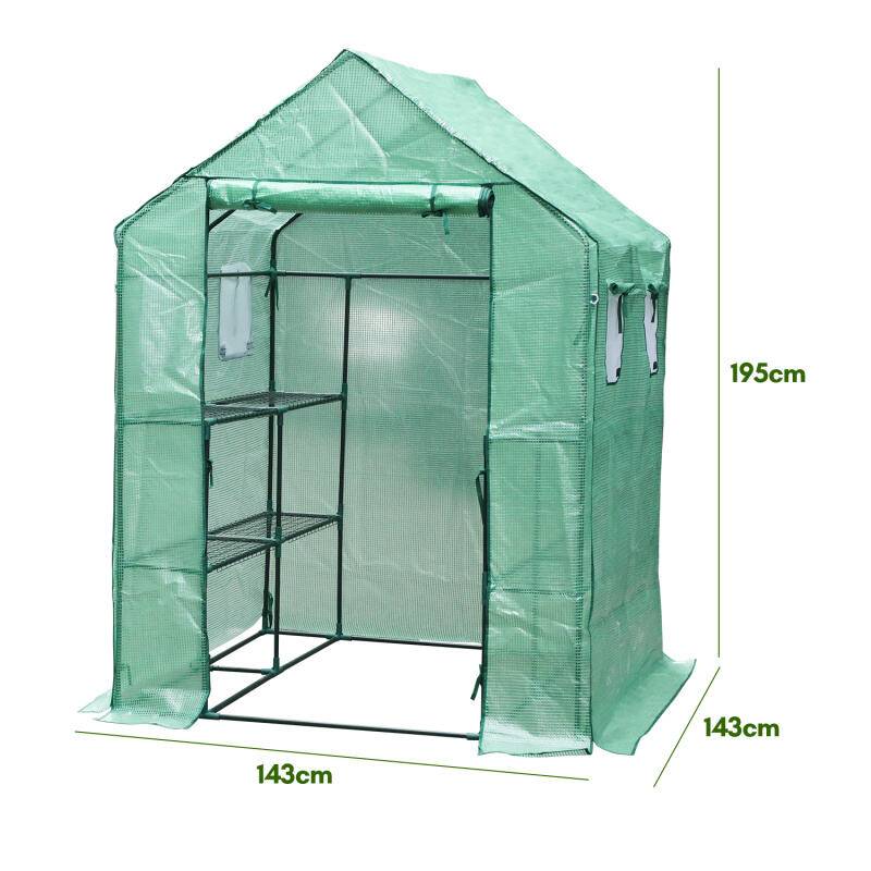 Foliengewächshaus Gewächshaus für Tomaten, mit Gitternetzfolie für Garten zur Aufzucht, Mehrweg,Grün143x143x195 cm
