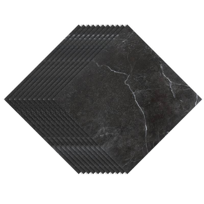 PVC Bodenbelag - Selbstklebende Fliesen - Betoneffekt - 30 cm x 30 cm x 1,5 mm - Dicke 1,5 mm - Schwarz -ca.4m² / 44 Fliesen