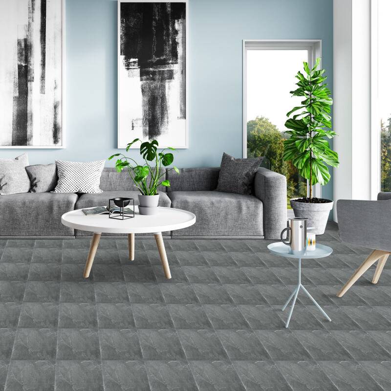 PVC Bodenbelag - Selbstklebende Fliesen - Betoneffekt - 30 cm x 30 cm x 1,5 mm - Dicke 1,5 mm - Hellgrau -ca.4m² / 44 Fliesen