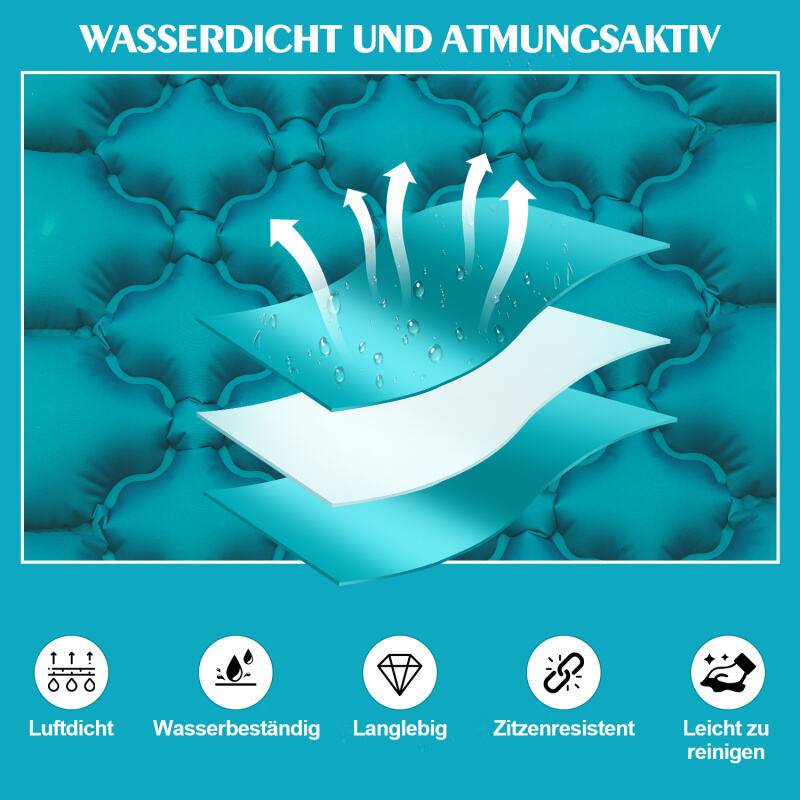 Camping Isomatte, Isomatte Camping Aufblasbar,8,5cm Dicke Isomatten Camping Ultraleicht mit Kissen Isomatte Selbstaufblare Schlafmatte für Camping