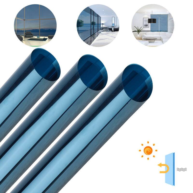 Sichtschutzfolie Fensterfolie Silberblau Blickdicht Sonnenschutz Selbstklebend Statisch 90x200 cm