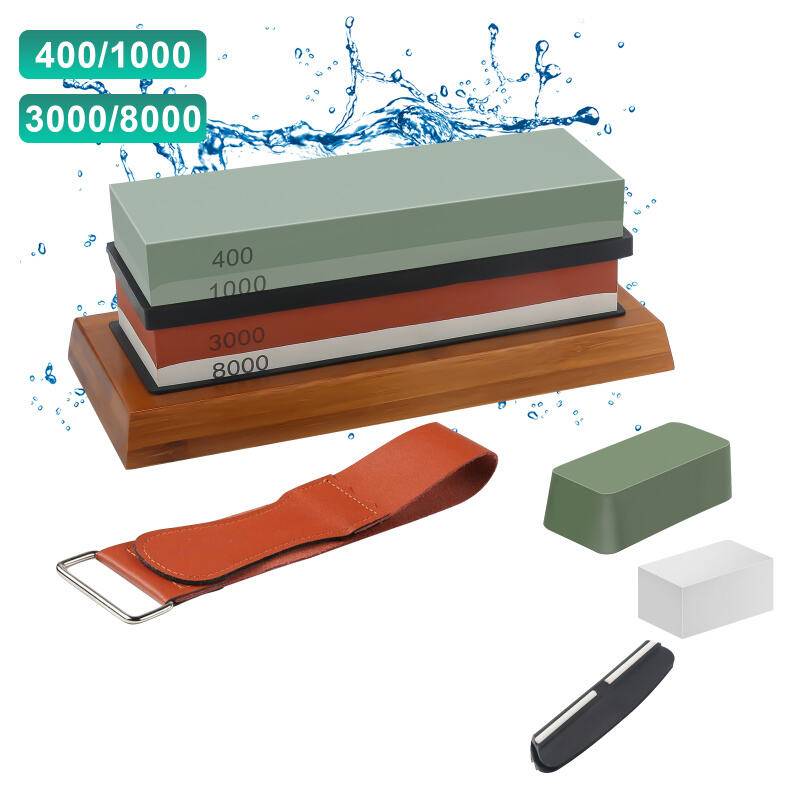 400/1000 3000/8000 Koernung Premium-Schleifstein-Schleifsteinsatz Idealer Schaerfer fuer alle Klingen Rutschfester Sockelschneider