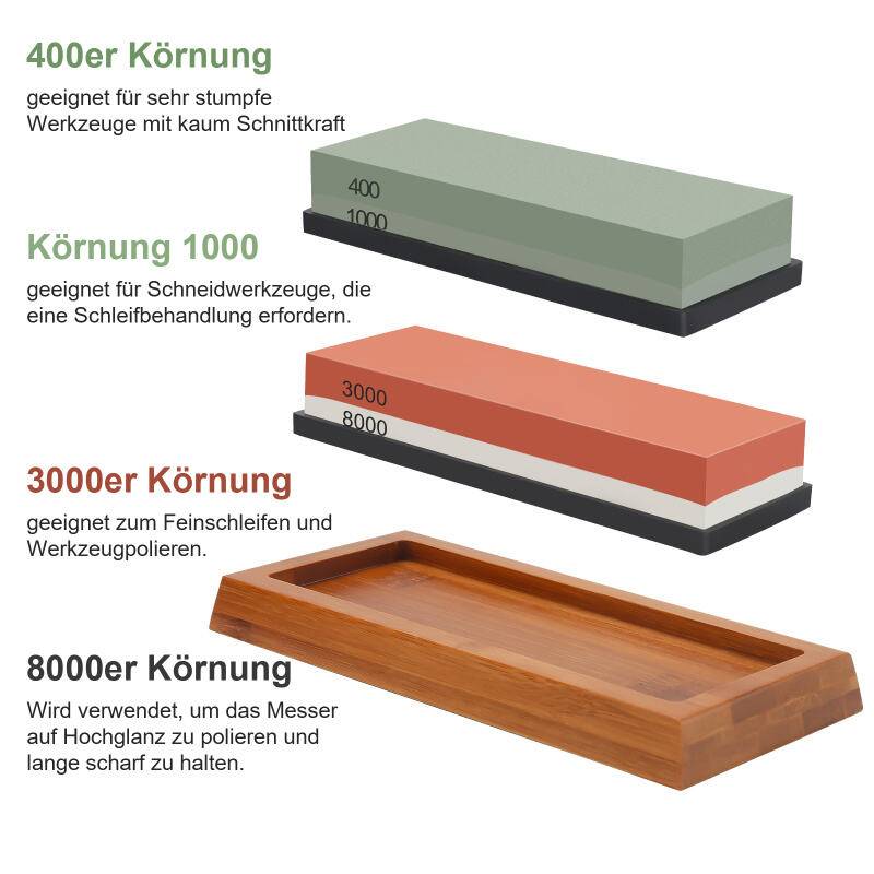 400/1000 3000/8000 Koernung Premium-Schleifstein-Schleifsteinsatz Idealer Schaerfer fuer alle Klingen Rutschfester Sockelschneider