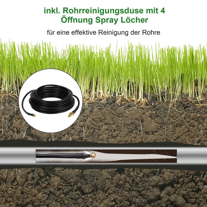 Rohrreinigungsschlauch,160 bar,Rohrreinigungsset geeignet für Hochdruckreiniger Kärcher, inklusive Adapter für Bajonett oder Lavor Anschluss,30m