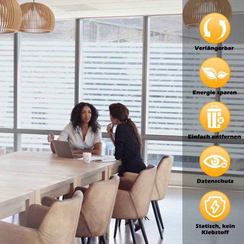 2x Fensterfolie 95% UV-Sonnenschutz Streifen Selbsthaftend Sichtschutzfolie Glasdekor (60x200cm)