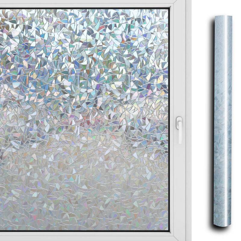 2x Fensterfolie 95% UV-Sonnenschutz Streifen Selbsthaftend Sichtschutzfolie Glasdekor (3D-Laser,90x200cm)