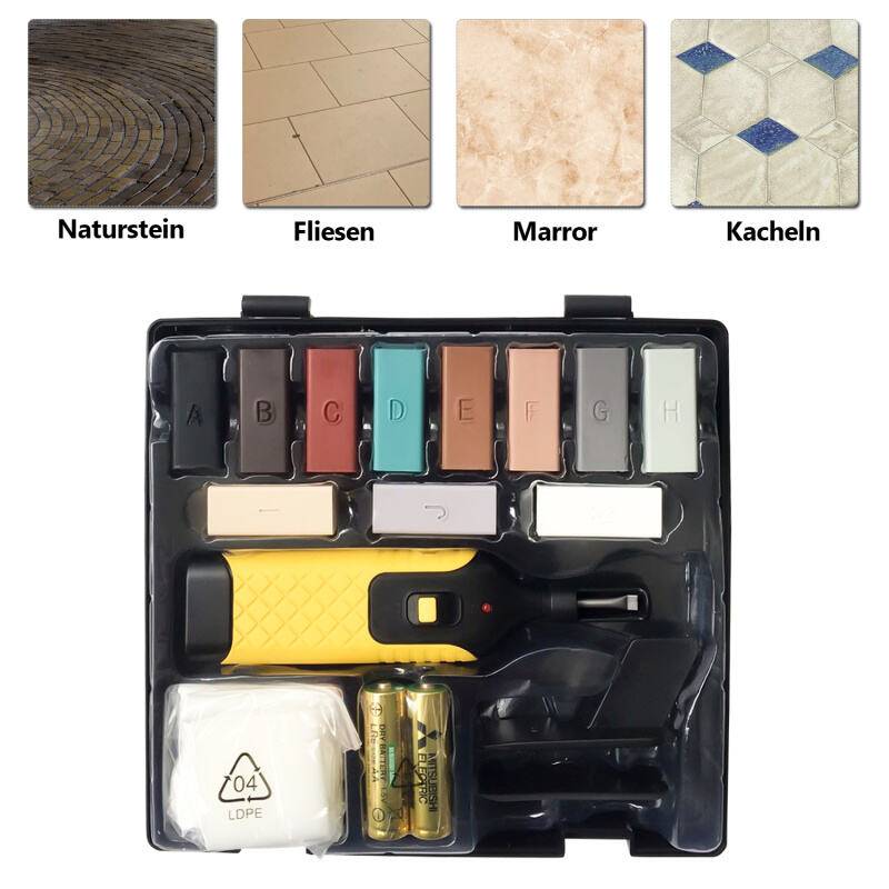 Fliesen Reparatur Set Macken Mit kabellosen Wachsschmelzer 17-teiliges Set 11 Wachsfarben