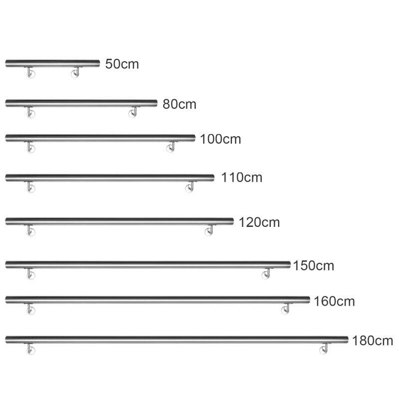 Edelstahl Handlauf Geländer und Handläufe geschliffen Wandhandlauf Treppengeländer für Innen und Außen ohne Querstreben 110cm