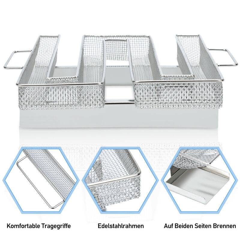 SWANEW BBQ Kaltrauchgenerator Edelstahl Sparbrand Räuchern Räucherspirale Kaltraucherzeuger Kaltrauch Raucherzeuger