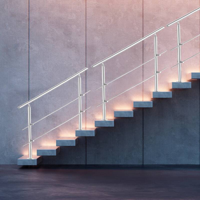 Geländer Treppengeländer Edelstahl Handlauf für Innen und Außen geeignet 80cm mit 2 Querstreben