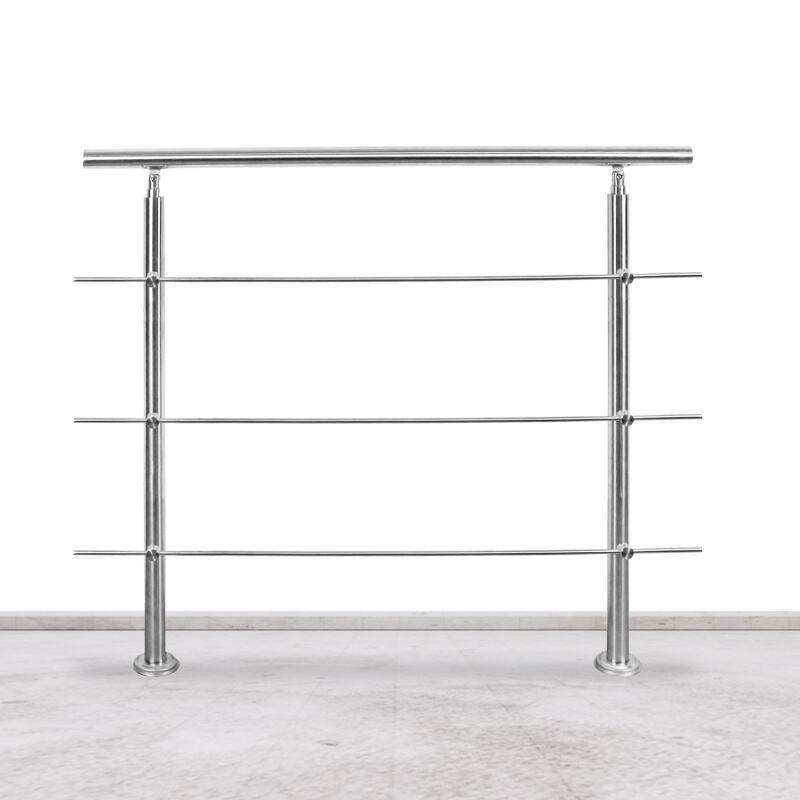 Treppengeländer Geländer Edelstahl 120 cm 3 Querstreben Ø 42mm für Innen und Außen Garten Treppenhaus