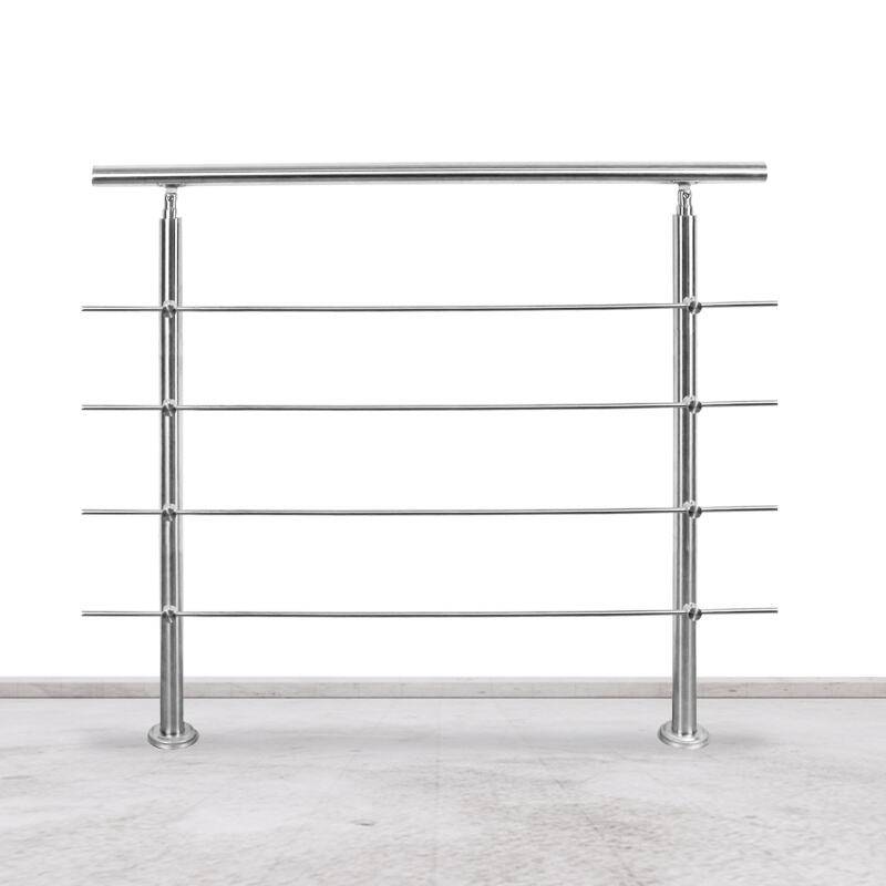 Treppengeländer Geländer Edelstahl 120 cm 4 Querstreben Ø 42mm für Innen und Außen Garten Treppenhaus