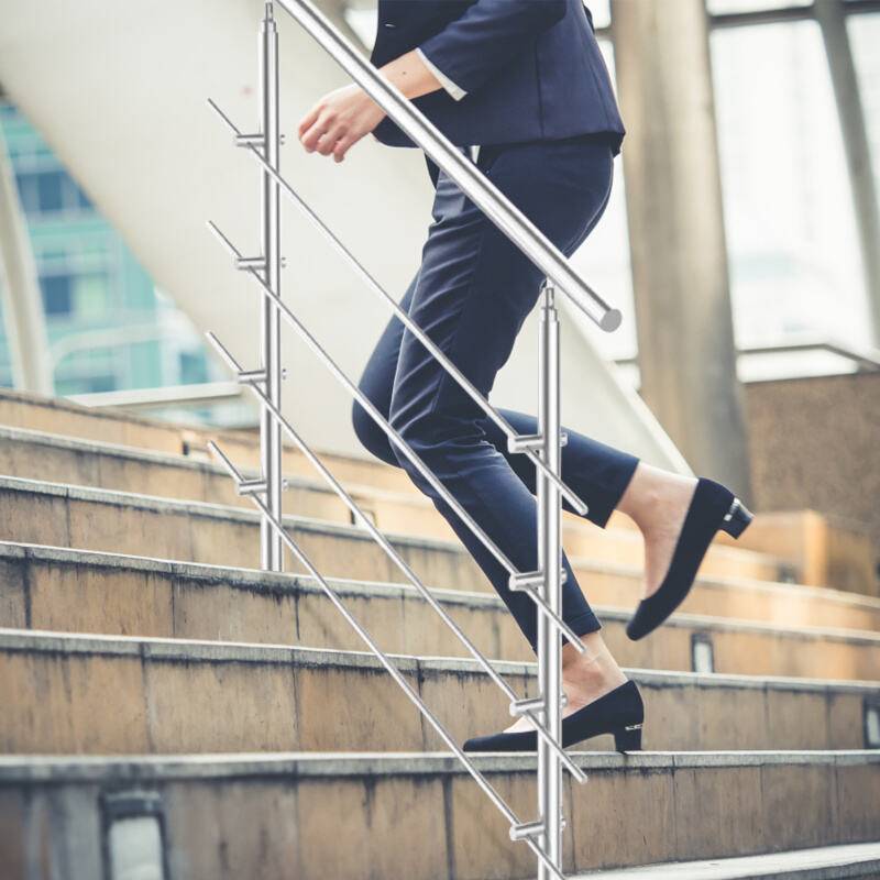 Treppengeländer Geländer Edelstahl 100 cm 4 Querstreben Ø 42mm für Innen und Außen Garten Treppenhaus