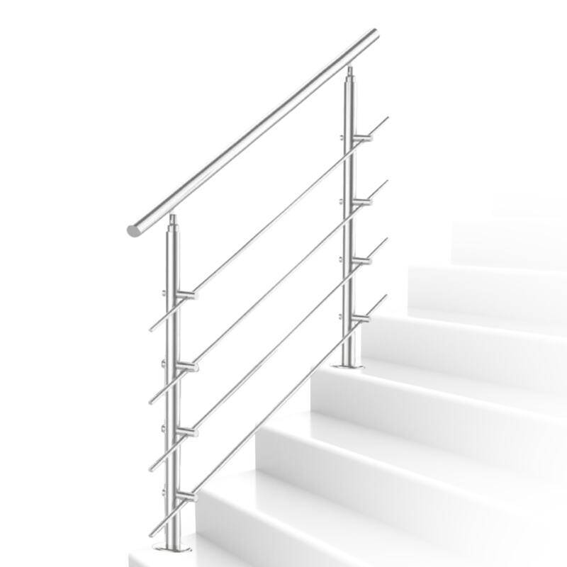 Treppengeländer Geländer Edelstahl 100 cm 4 Querstreben Ø 42mm für Innen und Außen Garten Treppenhaus