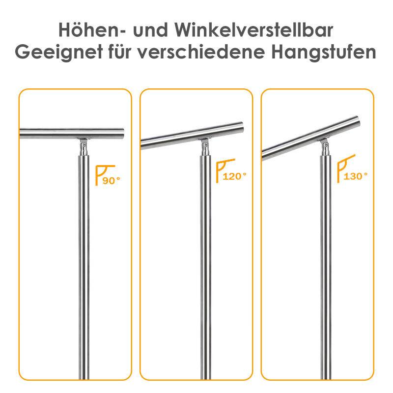 Geländer Treppengeländer Ø 42mm Edelstahl Handlauf für Innen und Außen geeignet 180cm mit 5 Querstreben