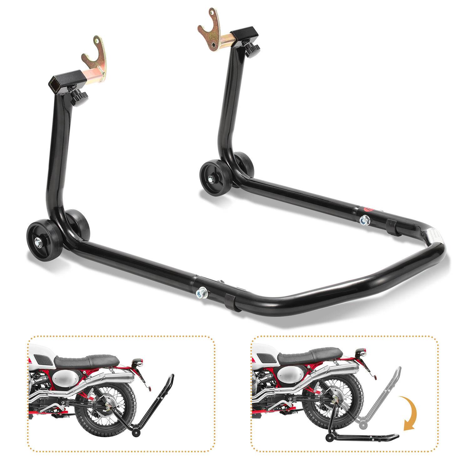 SWANEW Motorradständer einstellbare Motorradwippe für Hinterrad Transportständer Schwarz