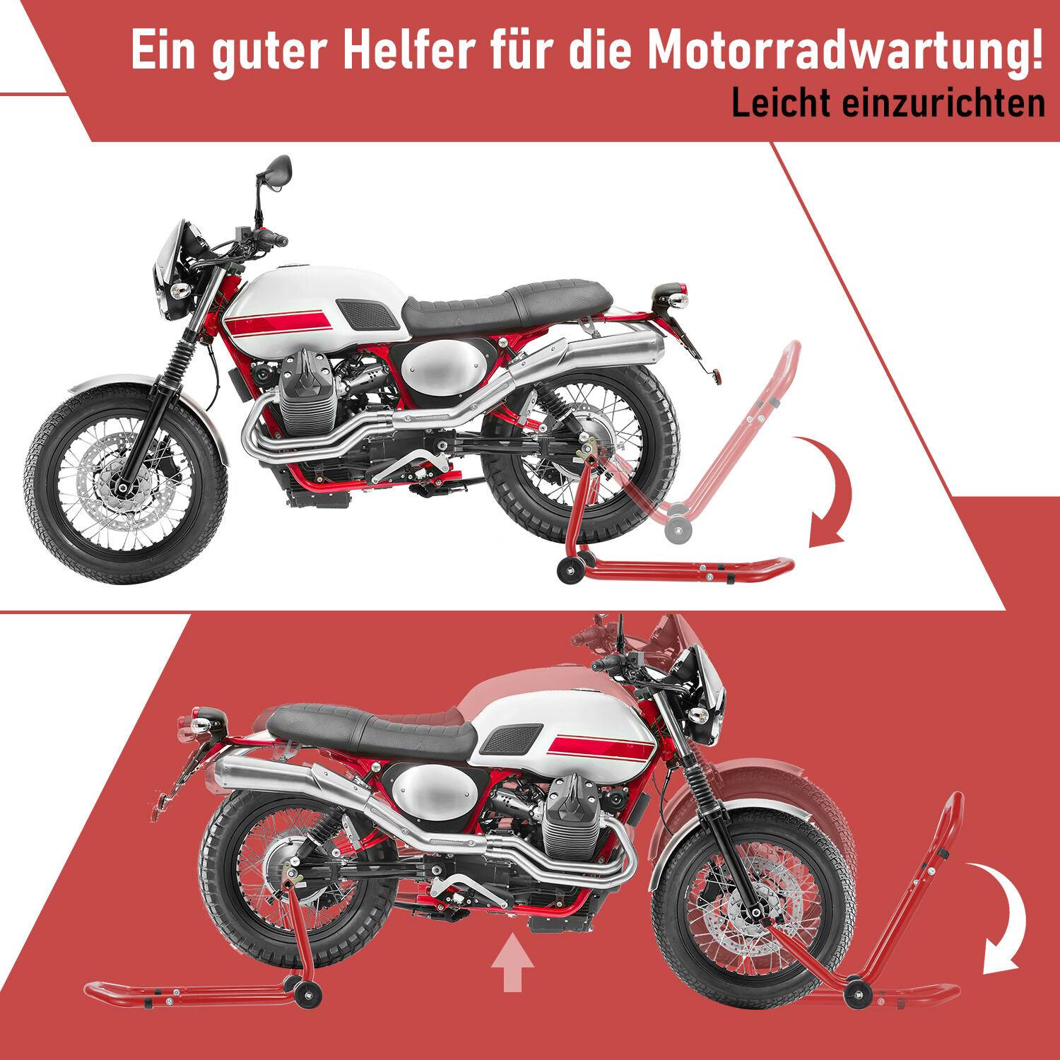 SWANEW Motorradständer einstellbare Motorradwippe für Hinterrad Transportständer Rot