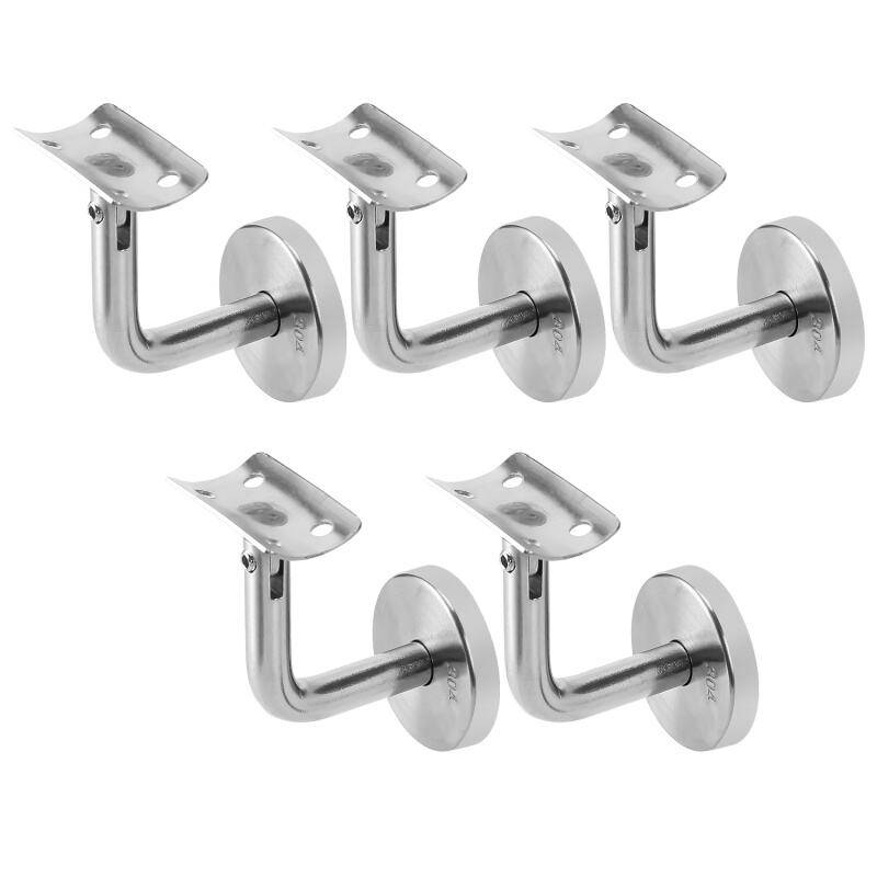 SWANEW Handlaufträger 5x Handlaufhalter Edelstahl Handlauf Wandhalter Holz Geländer Flach mit Abdeckrosette