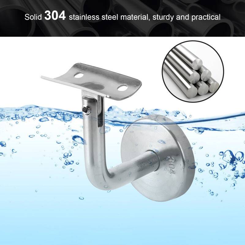 SWANEW Handlaufträger 5x Handlaufhalter Edelstahl Handlauf Wandhalter Holz Geländer Flach mit Abdeckrosette