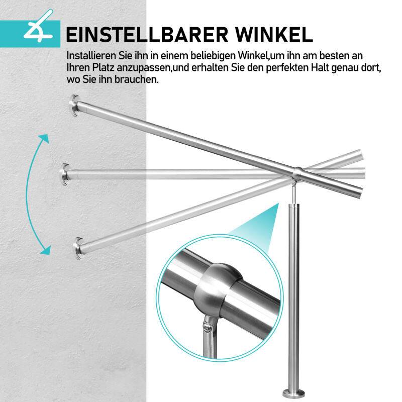 Eingangsgeländer Geländer und Handläufe 150cm Edelstahl Handlauf Wandhandlauf Treppengeländer Außen Innen Treppenhaus