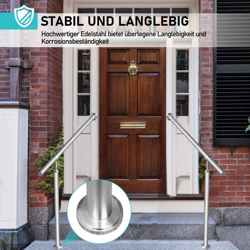 Eingangsgeländer Geländer und Handläufe 160cm Edelstahl Handlauf Wandhandlauf Treppengeländer Außen Innen Treppenhaus