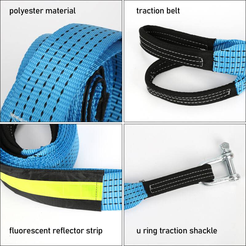 Abschleppseil blau 5 cm x 5 m Tragkraft bis 8 Tonne mit 2 Karabinerhaken inkl. Tasche