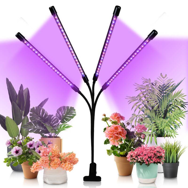 Pflanzenlampe LED Vollspektrum Pflanzenlicht 80 LEDs, 4 Köpfe Grow Lampe Pflanzenleuchte Wachstumslampe für Pflanzen, 10 Dimmstufen LED Grow Ligh