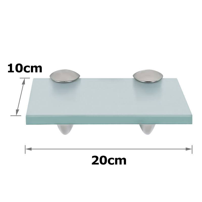 Glasregal 20x10x0,8 cm mit Halterung Glasboden Wandregal Badregal Ablage Regal Hängeregal Milchglas