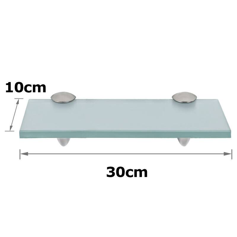 Glasregal 30x10x0,8 cm mit Halterung Glasboden Wandregal Badregal Ablage Regal Hängeregal Milchglas