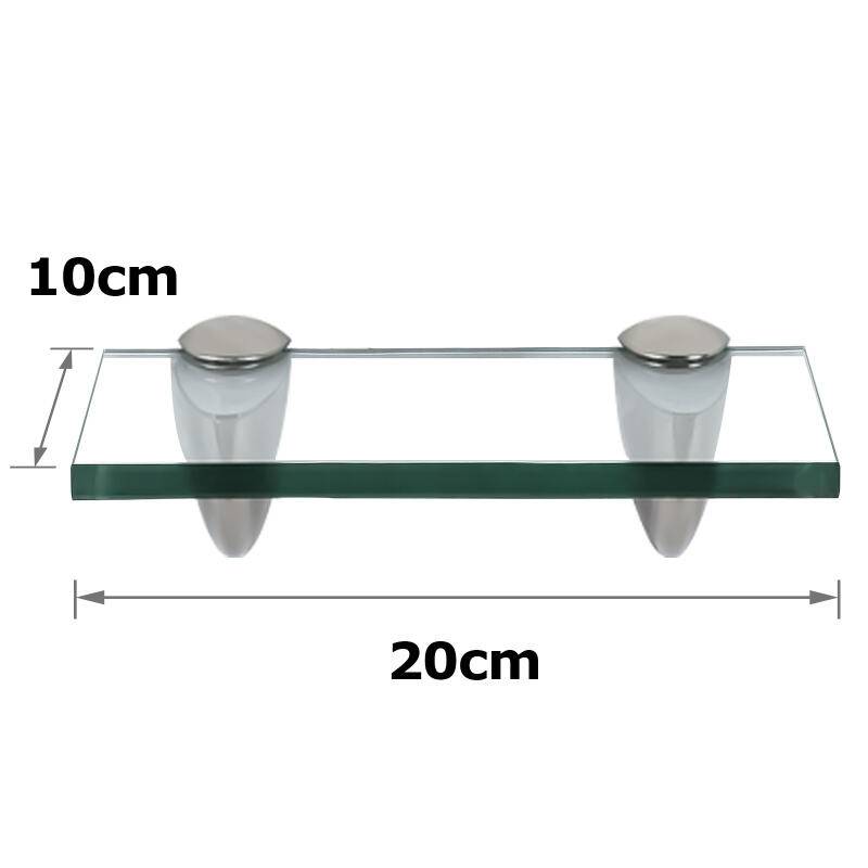 Glasregal 20x10x0,8 cm mit Halterung Glasboden Wandregal Badregal Ablage Regal Hängeregal Klarglas