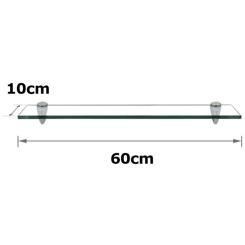 Glasregal 60x10x0,8 cm mit Halterung Glasboden Wandregal Badregal Ablage Regal Hängeregal Klarglas