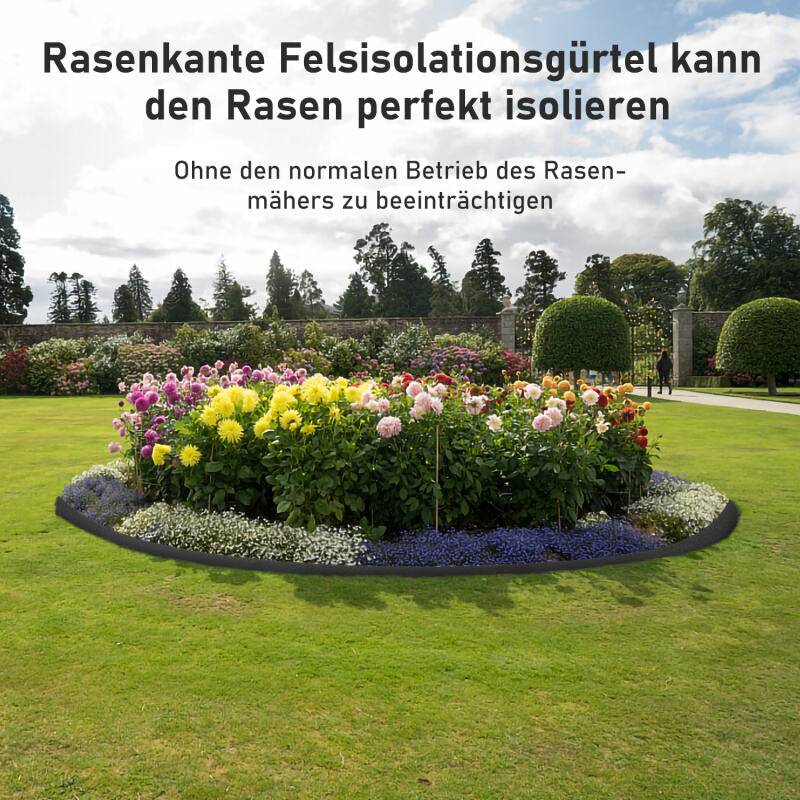 Kunststoff Rasenkante Beeteinfassung Flexible Rasenbegrenzung Beetumrandung Blumenbeet Mähkante Wurzelsperre Braun 2500*10*0.2cm