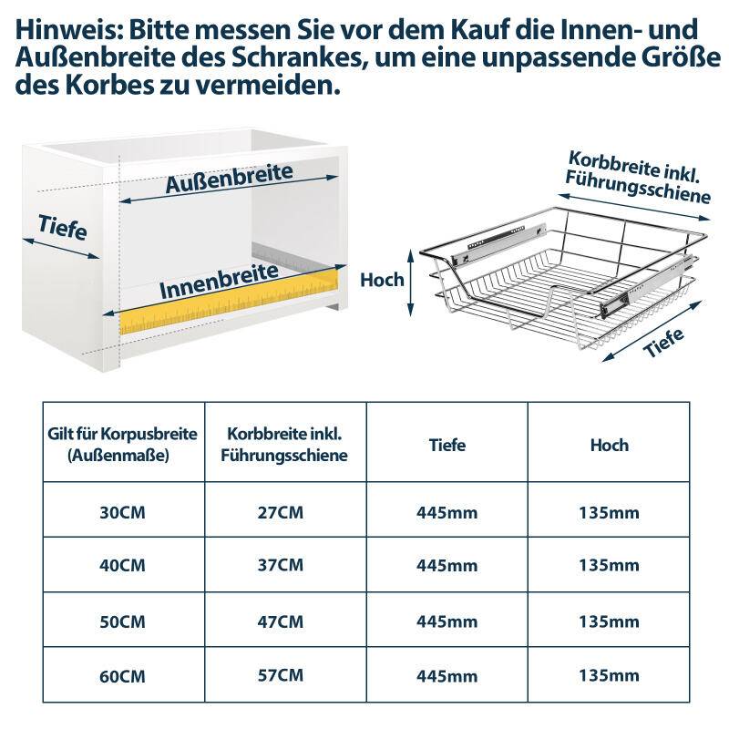 6X Küchenschublade Schrankauszug Korbauszug Teleskopschublade Vormontiert Verchromt Silber 30CM