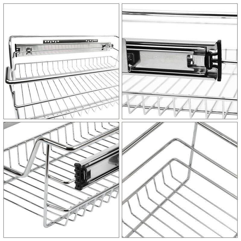 6X Küchenschublade Schrankauszug Korbauszug Teleskopschublade Vormontiert Verchromt Silber 50CM