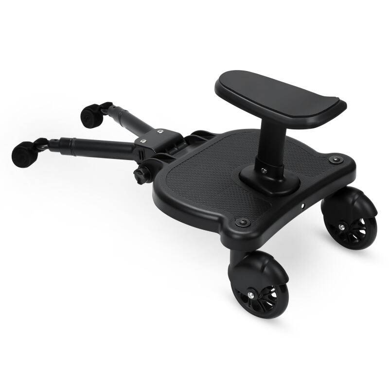Buggy Board mit Sitz Kiddyboard Kinderwagen Board Trittbrett Universal Hilfspedal 360°Zweirad Design Schwarz