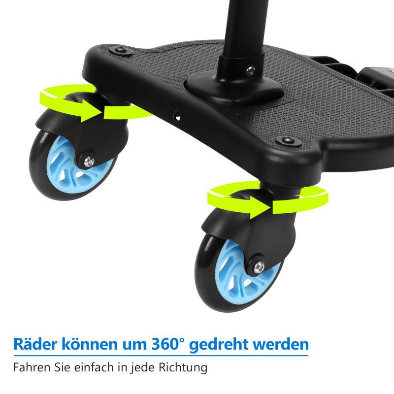 Buggy Board mit Sitz Kiddyboard Kinderwagen Board Trittbrett Universal Hilfspedal 360°Zweirad Design Blau