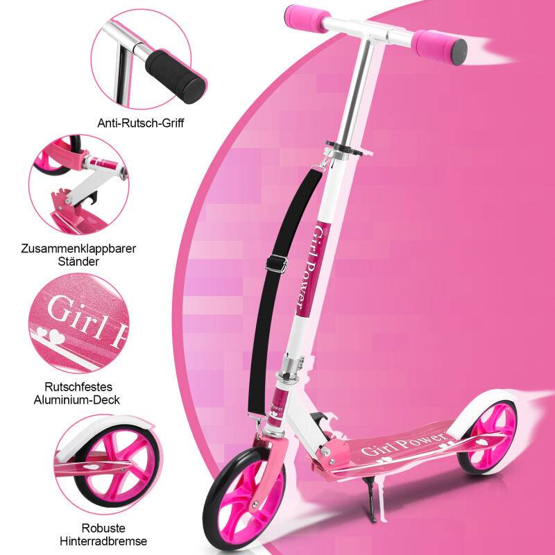 Kinderroller Tretroller Cityroller Kickscooter Kinderscooter Klappbar Scooter Höhenverstellbar Rosa