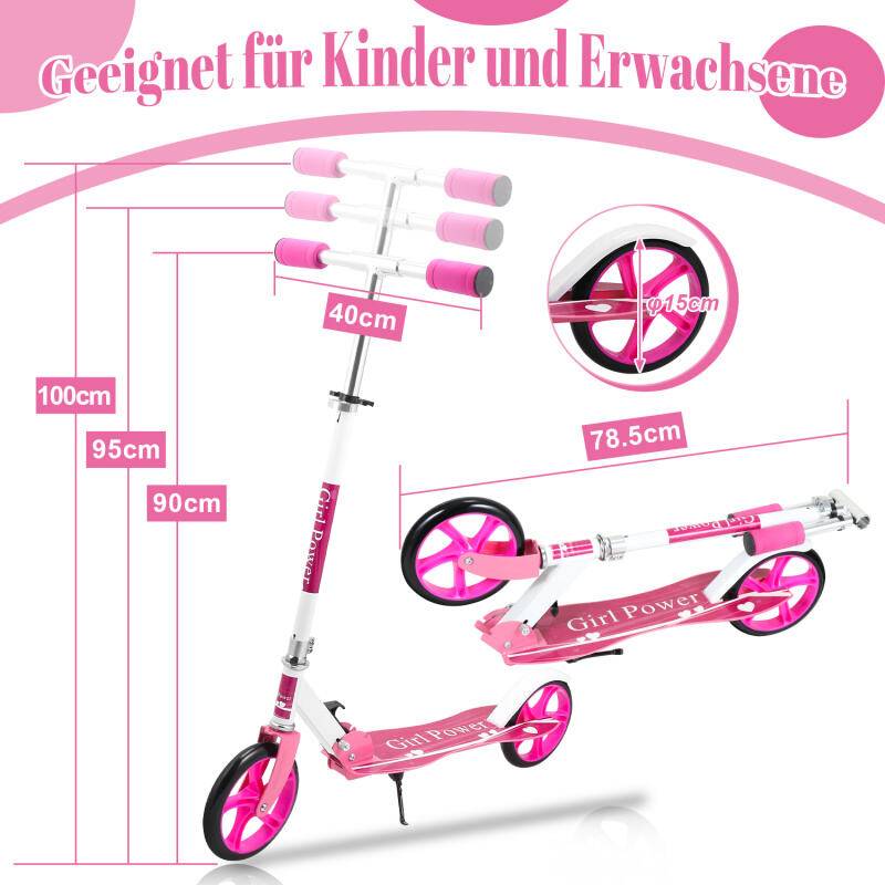 Kinderroller Tretroller Cityroller Kickscooter Kinderscooter Klappbar Scooter Höhenverstellbar Rosa