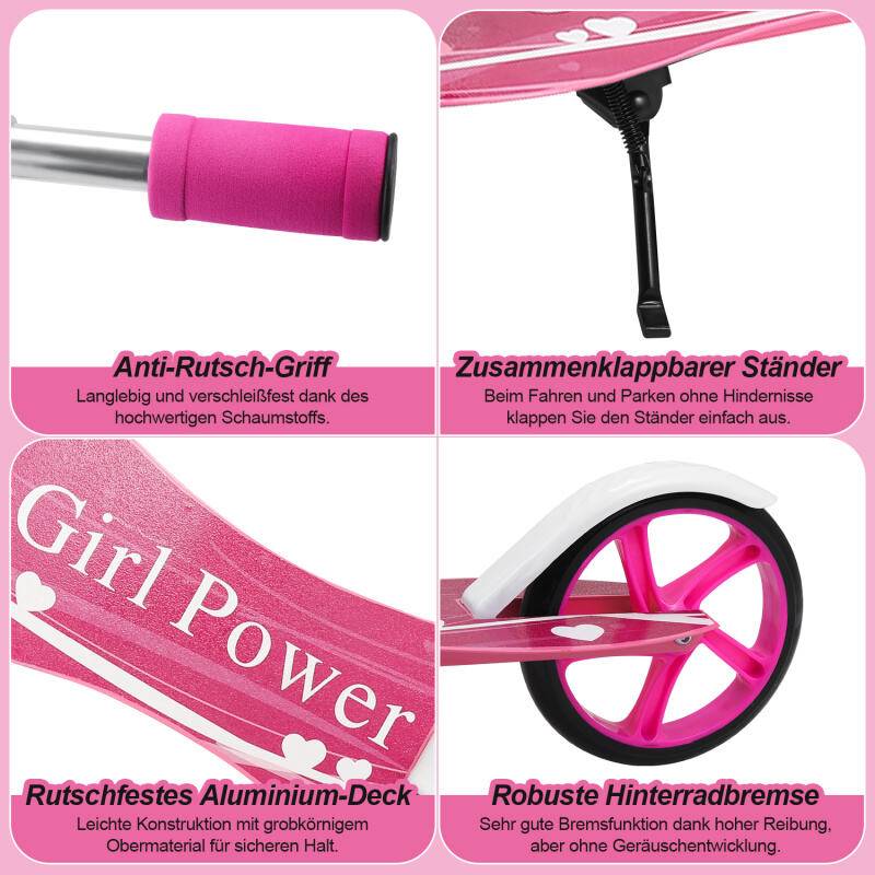 Kinderroller Tretroller Cityroller Kickscooter Kinderscooter Klappbar Scooter Höhenverstellbar Rosa