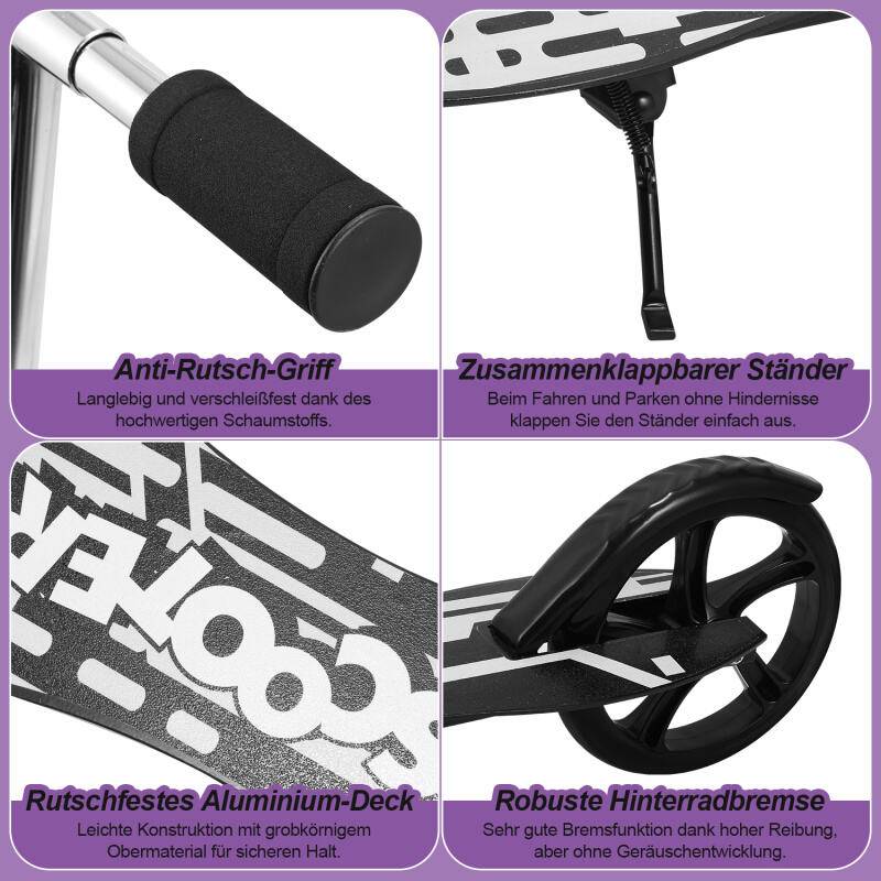 Kinderroller Tretroller Cityroller Kickscooter Kinderscooter Klappbar Scooter Höhenverstellbar Schwarz