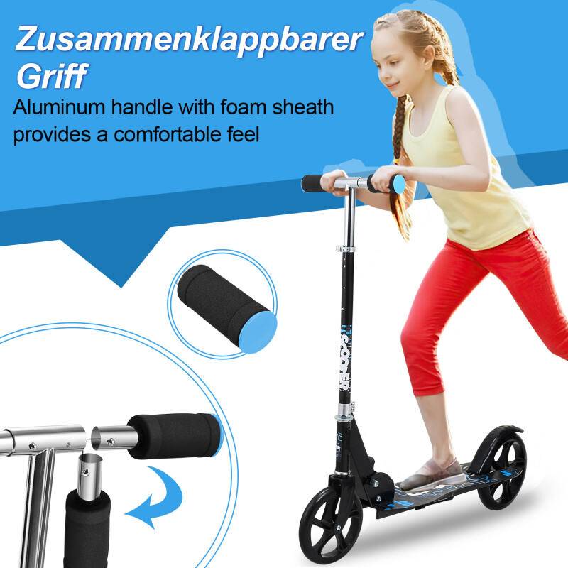Kinderroller Tretroller Cityroller Kickscooter Kinderscooter Klappbar Scooter Höhenverstellbar Schwarz Blau