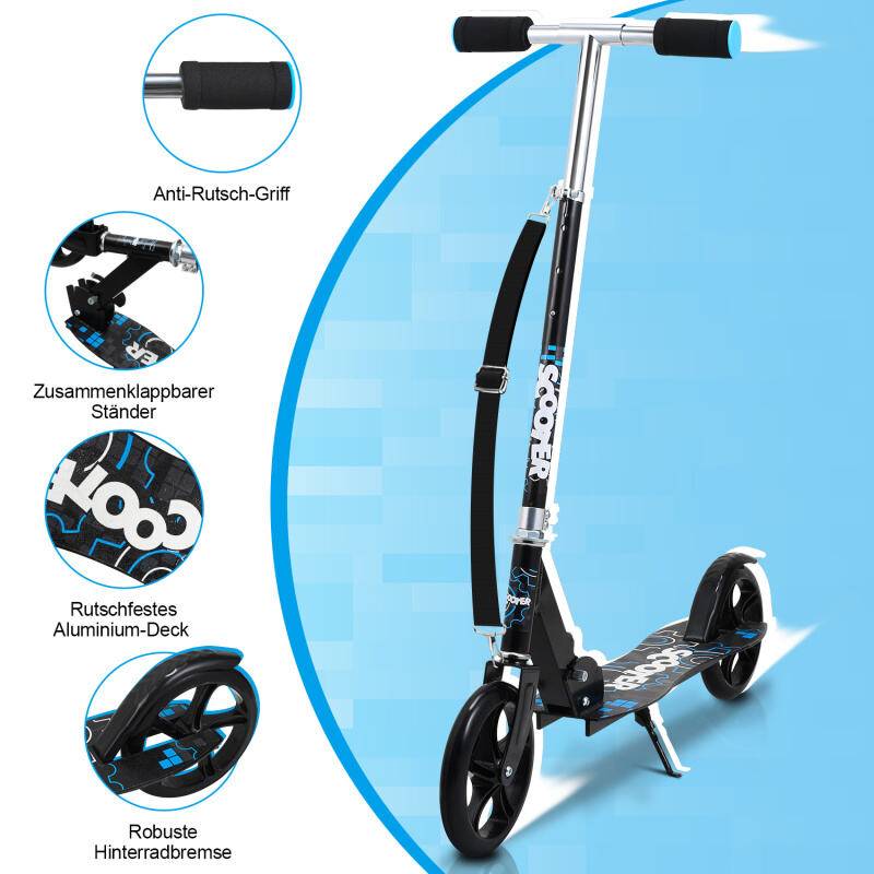 Kinderroller Tretroller Cityroller Kickscooter Kinderscooter Klappbar Scooter Höhenverstellbar Schwarz Blau