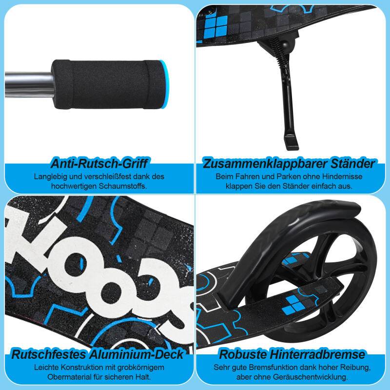 Kinderroller Tretroller Cityroller Kickscooter Kinderscooter Klappbar Scooter Höhenverstellbar Schwarz Blau