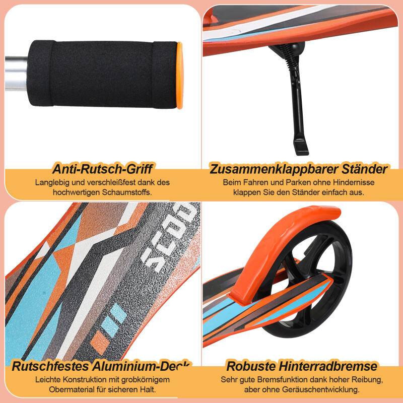 Kinderroller Tretroller Cityroller Kickscooter Kinderscooter Klappbar Scooter Höhenverstellbar Orange