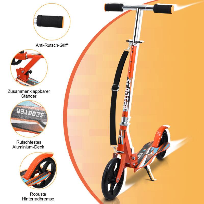 Kinderroller Tretroller Cityroller Kickscooter Kinderscooter Klappbar Scooter Höhenverstellbar Orange