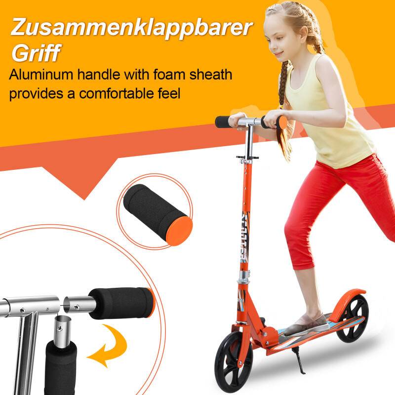 Kinderroller Tretroller Cityroller Kickscooter Kinderscooter Klappbar Scooter Höhenverstellbar Orange