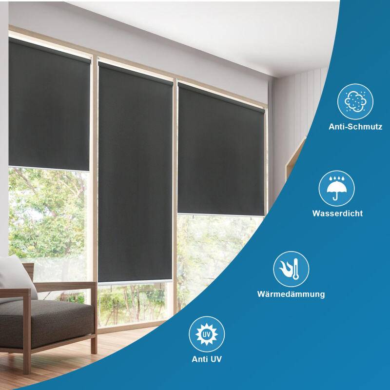 Senkrechtmarkise Vertikalmarkise für Terrasse Balkon Seitenrollo Sichtschutz Sonnenschutz UV-Beständig Anthrazit 180x240cm