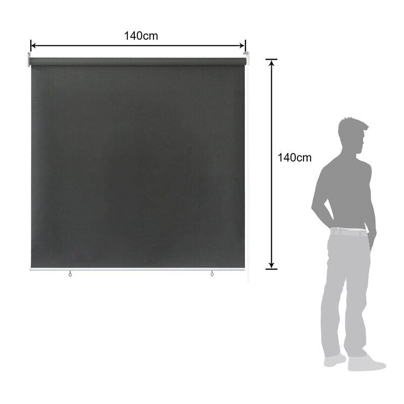Senkrechtmarkise Vertikalmarkise für Terrasse Balkon Seitenrollo Sichtschutz Sonnenschutz UV-Beständig Anthrazit 140x140cm